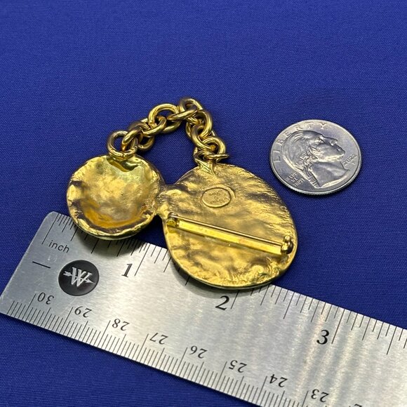 VTG Norma Jean Abstract Modernist Matte Gold-Tone Brooch - Picture 8 of 9